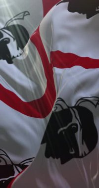 İtalya 'nın Sardinya bölgesinin bayrağı. Döngü. 4K Dikey