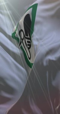 İtalya 'nın Marche bölgesinin bayrağı. Döngü. 4K Dikey