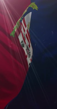 İtalya 'nın başkenti Cagliari' nin bayrağı. 4K dikey. Döngü