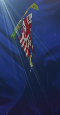 İtalya 'nın Cuneo ili bayrağı. 4K dikey. Döngü