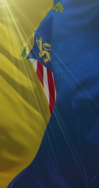 Gorizia Eyaleti bayrağı, İtalya. 4K dikey. Döngü