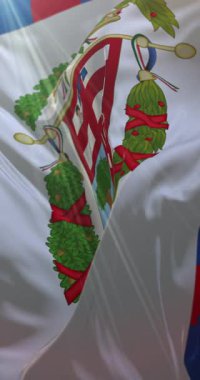 Mantua ili bayrağı, İtalya. 4K dikey. Döngü