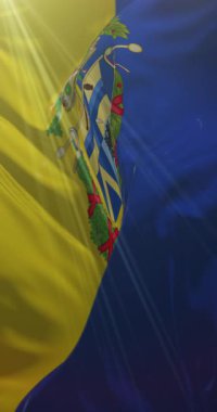 İtalya 'nın Modena şehrinin bayrağı. 4K dikey. Döngü