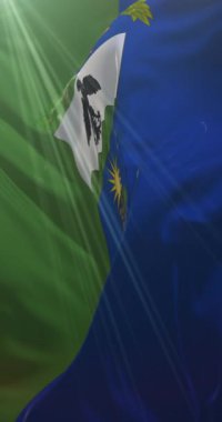 Nuoro şehrinin bayrağı, İtalya. 4K dikey. Döngü