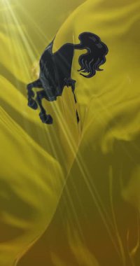 Napoli bayrağı, Campania, İtalya. 4K dikey. Döngü