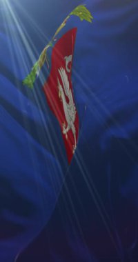 İtalya 'nın Perugia şehrinin bayrağı. 4K dikey. Döngü