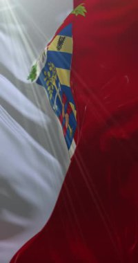 Pesaro ve Urbino ili bayrağı, İtalya. 4K dikey. Döngü