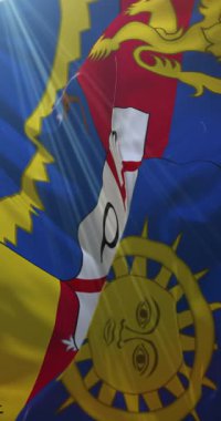 Reggio Emilia bayrağı, Emilia Romagna, İtalya. 4K dikey. Döngü. 4K Dikey