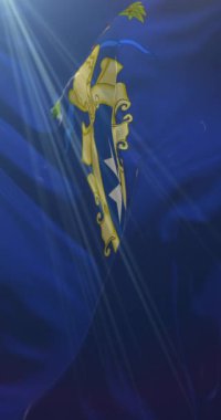 İtalya 'nın Salerno şehrinin bayrağı. 4K dikey. Döngü