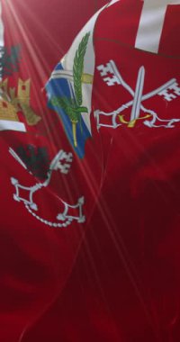 Sondrio Eyaleti bayrağı, İtalya. 4K dikey. Döngü