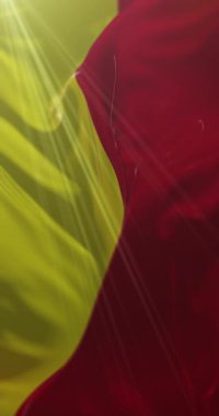 Ascoli Piceno bayrağı, İtalya. 4K dikey. Döngü