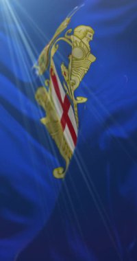 Lecco bayrağı, İtalya. 4K dikey. Döngü