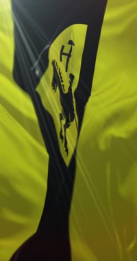 Kuzey Ren-Vestfalya, Almanya 'da Herne kentinin bayrağı. Döngü. 4K Dikey