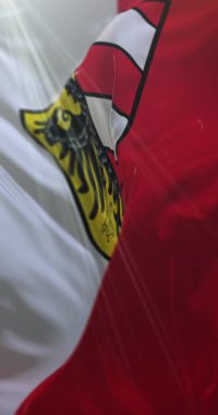 Almanya 'nın Bavyera eyaletinde Nuremberg bayrağı. Döngü. 4K Dikey