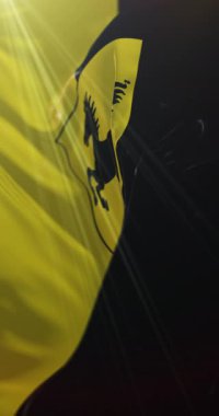 Almanya 'nın Baden-Wrttemberg eyaletinde Stuttgart bayrağı. Döngü. 4K Dikey