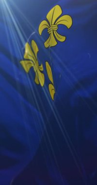 Almanya 'nın Hesse eyaletinde yer alan Wiesbaden kentinin bayrağı. Döngü. 4K Dikey