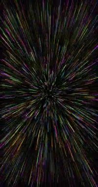 Ray rengi ışıklar hiperuzaysal bir yolculukta hareket ediyor. Döngü. 4K Dikey