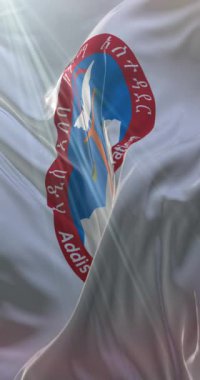 Etiyopya 'nın başkenti Addis Ababa' nın bayrağı. Döngü. 4K Dikey