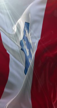 Asuncin bayrağı, Paraguay 'ın başkenti. Döngü. 4K Dikey