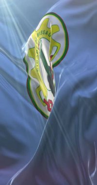 Bissau bayrağı, başkent Gine Bissau. 4K dikey. Döngü