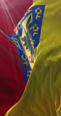 Bogota bayrağı, Kolombiya 'nın başkenti. Döngü. 4K Dikey