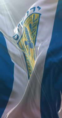 İsrail 'in Kudüs şehrinin bayrağı. 4K Dikey