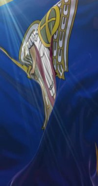 Ukrayna 'nın başkenti Kyiv' in bayrağı. Döngü. 4K Dikey