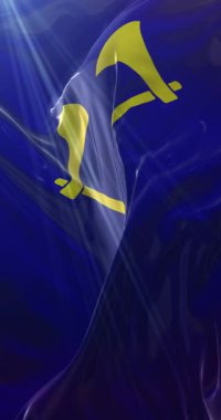 Aziz Helier bayrağı. Döngü. 4K Dikey