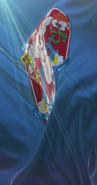 Ulaanbaatar bayrağı, başkent Moğolistan, İlmek. 4K Dikey