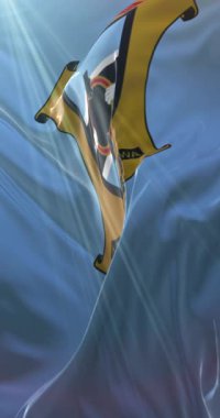 Gaborone bayrağı, Botswana 'nın başkenti. Döngü. 4K Dikey