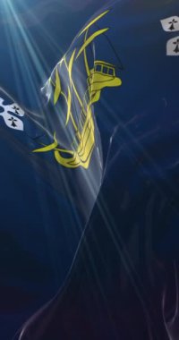 Hamilton şehrinin bayrağı, Bermuda. Döngü. 4K Dikey