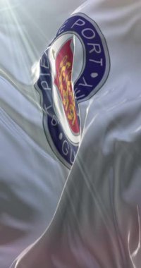 St. Peter Limanı bayrağı, Guernsey. 4K dikey. Döngü