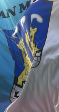 Başkent San Marino 'nun bayrağı. 4K dikey. Döngü