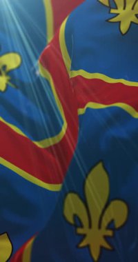 Fransa 'nın Clermont-Ferrand şehrinin bayrağı. Döngü. 4K Dikey