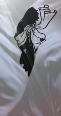 Fransa 'nın Korsika bölgesinin bayrağı. Döngü. 4K Dikey