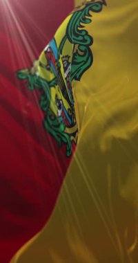 Morelia bayrağı, Michoacan, Meksika. Döngü. 4K Dikey
