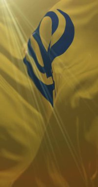 Basanti Nishan Sahib ve Khanda Flag. Döngü. 4K Dikey