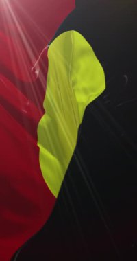 Avustralya Aborjin Bayrağı, Avustralya. Döngü. 4K Dikey