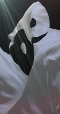 Üzerinde Yin Yang sembolü olan bayrak. Döngü