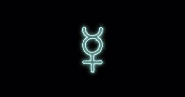 Merkür gezegeni mavi alevlerin astronomik sembolü. Döngü