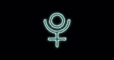 Plüton gezegeni mavi alevlerin astronomik sembolü. Döngü