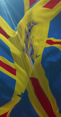 Campo Grande bayrağı, Mato Grosso do Sul, Brezilya. Döngü. 4K Dikey