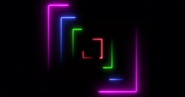 Renkler neon kıvrımlı kareler. Döngü