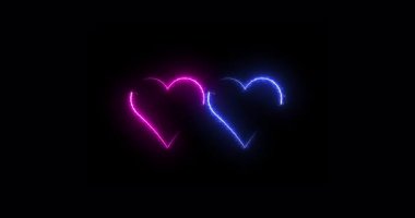 Pembe ve mavi kalpler parlıyor. Döngü