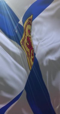 Kanada 'nın Nova Scotia bölgesinin bayrağı. Döngü. 4K Dikey