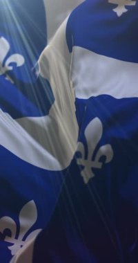 Kanada 'nın Quebec bölgesinin bayrağı. 4K dikey. Döngü
