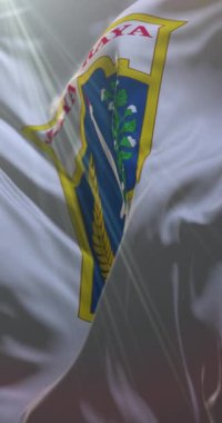 Jakarta 'nın başkenti Endonezya bayrağı. 4K dikey. Döngü