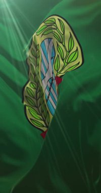 Pontianak bayrağı, Batı Kalimantan, Borneo, Endonezya. 4K dikey. Döngü