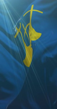 Daha fazla og Romsdal bayrağı, Norveç. Döngü. 4K Dikey