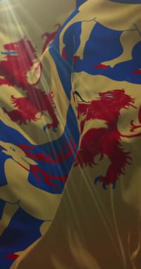 İsveç 'in Kalmar ilçesi bayrağı. 4K dikey. Döngü